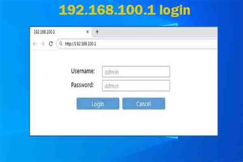 192..168.100.1|http://192.168.100.1 Router Login Admin 